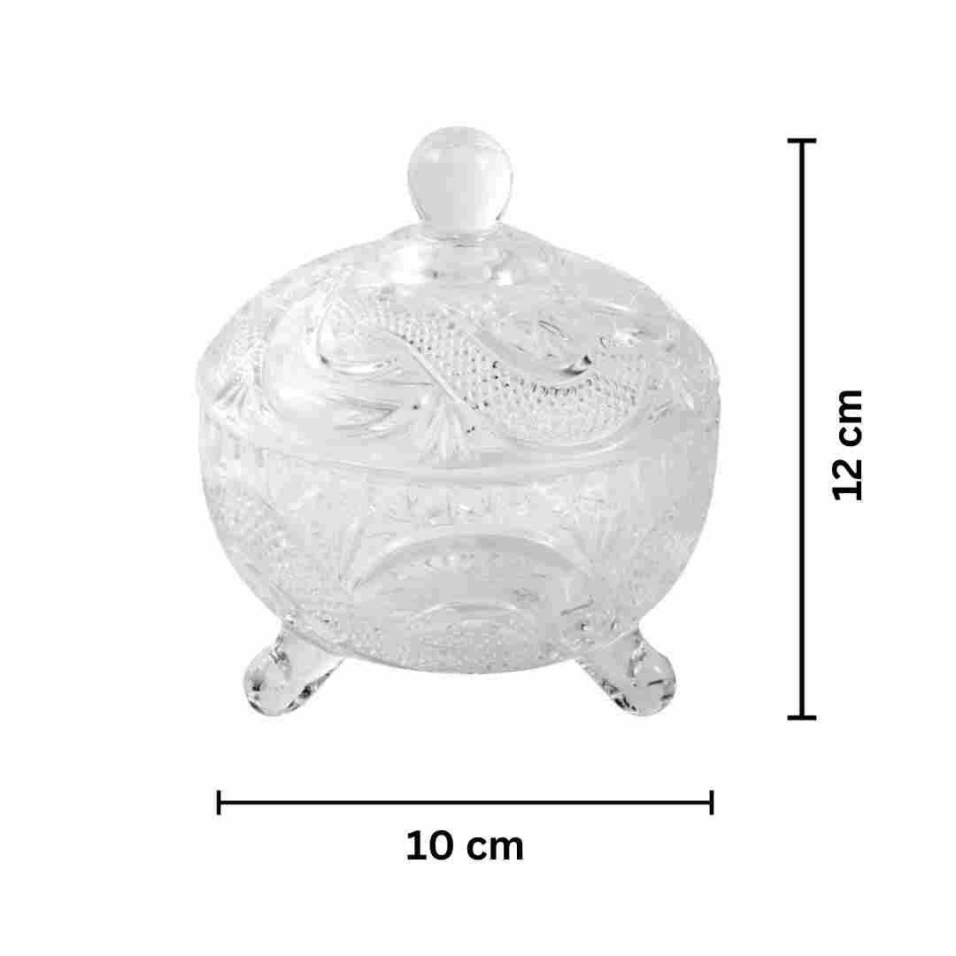 Crystal Glass Footed Sugar Bowl Candy Jar with Lid D - 10 cm ; H - 12 cm
