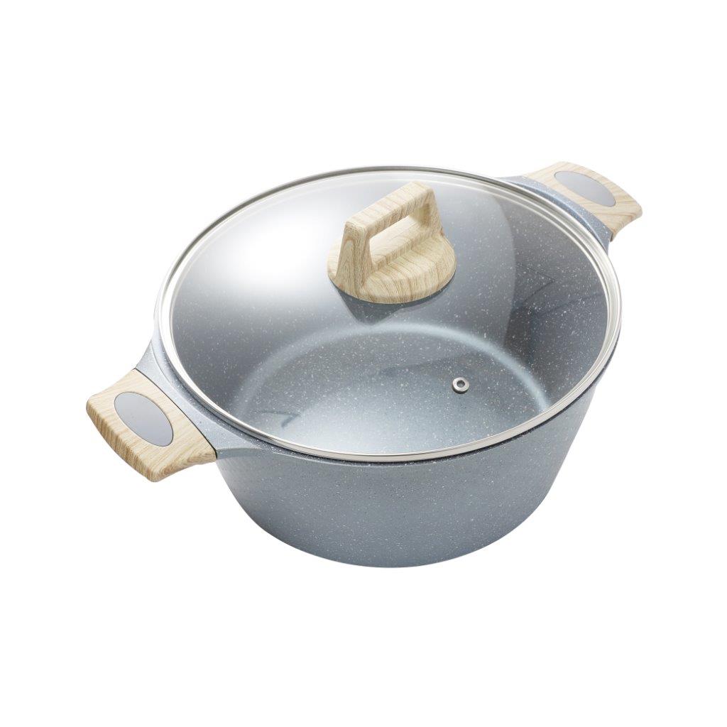 Non Stick Marble Coated Die Cast Aluminium Casserole Blue Set of 4pcs (20cm,24cm,28cm,32cm)