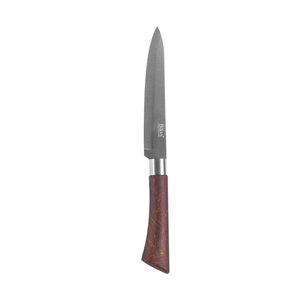 Bass Brand Premium Quality Stainless Steel Chef Kitchen Knife Set of 8 Pcs Maroon Handle 30 cm
