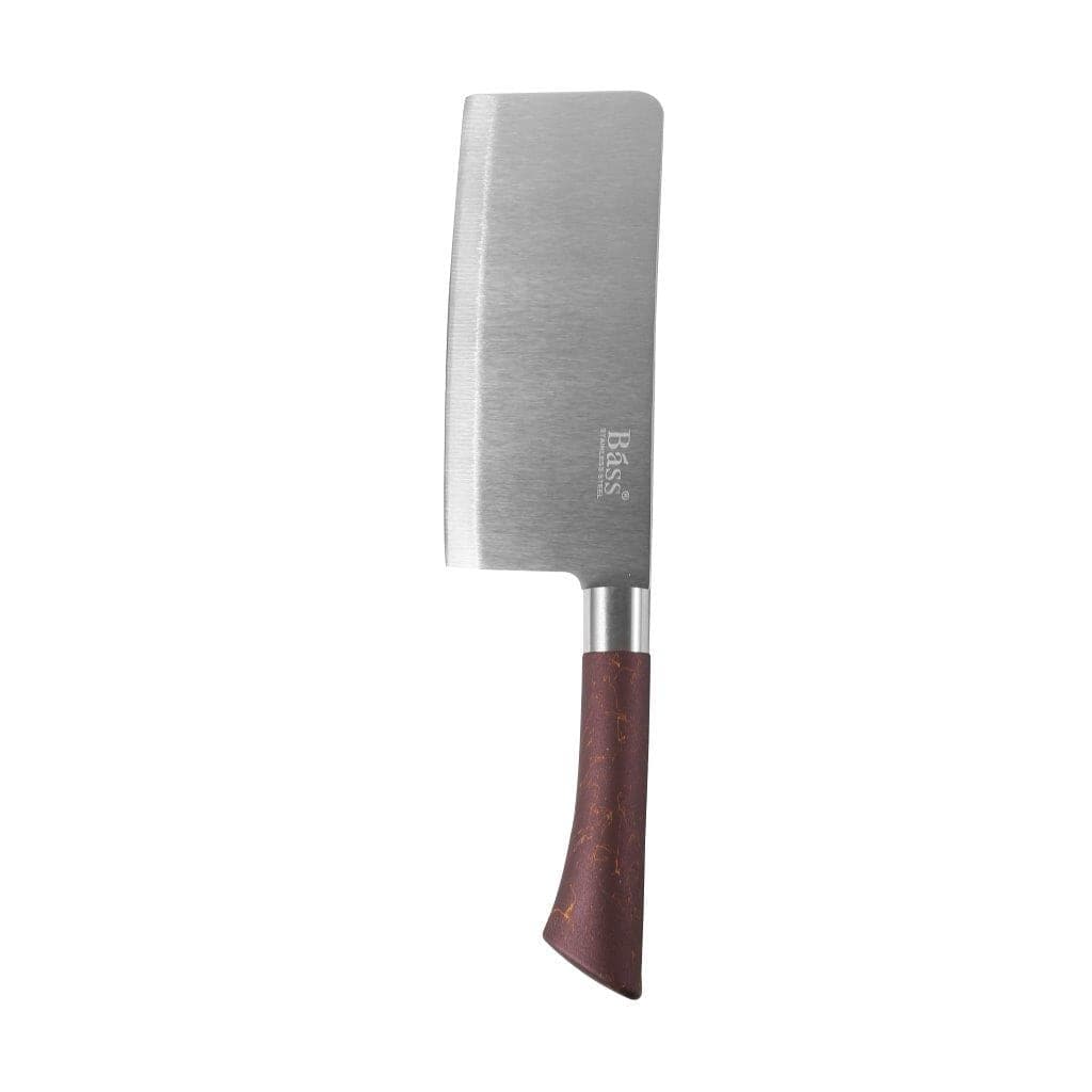 Bass Brand Premium Quality Stainless Steel Chef Kitchen Knife Set of 8 Pcs Maroon Handle 30 cm