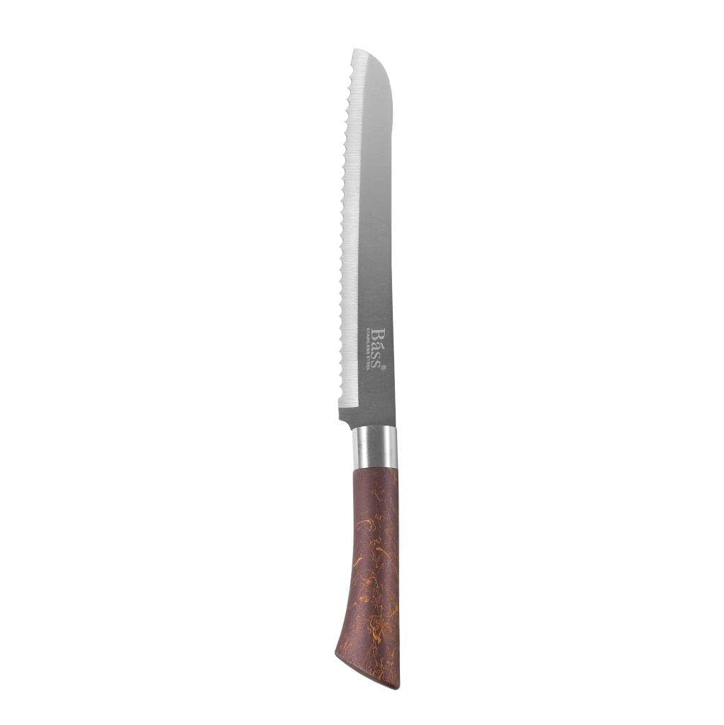 Bass Brand Premium Quality Stainless Steel Chef Kitchen Knife Set of 8 Pcs Maroon Handle 30 cm