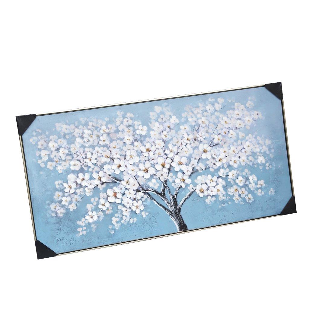 Home Decor Landscape Canvas Wall Art Abstract Floral Blossom Oil Painting PVC Frame 70*140*3.5 cm