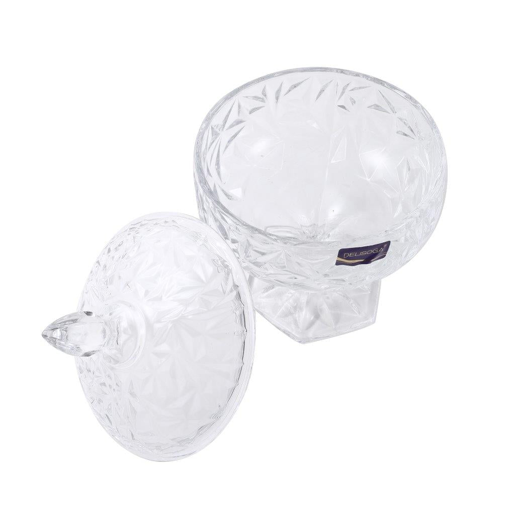 Crystal Glass Footed Sugar Bowl Candy Jar with Lid