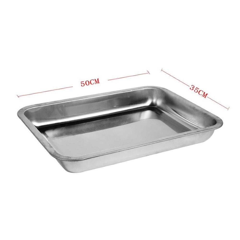 Stainless Steel Baking Tray Rectangular Shallow 49*34 cm 4.5 cm Depth