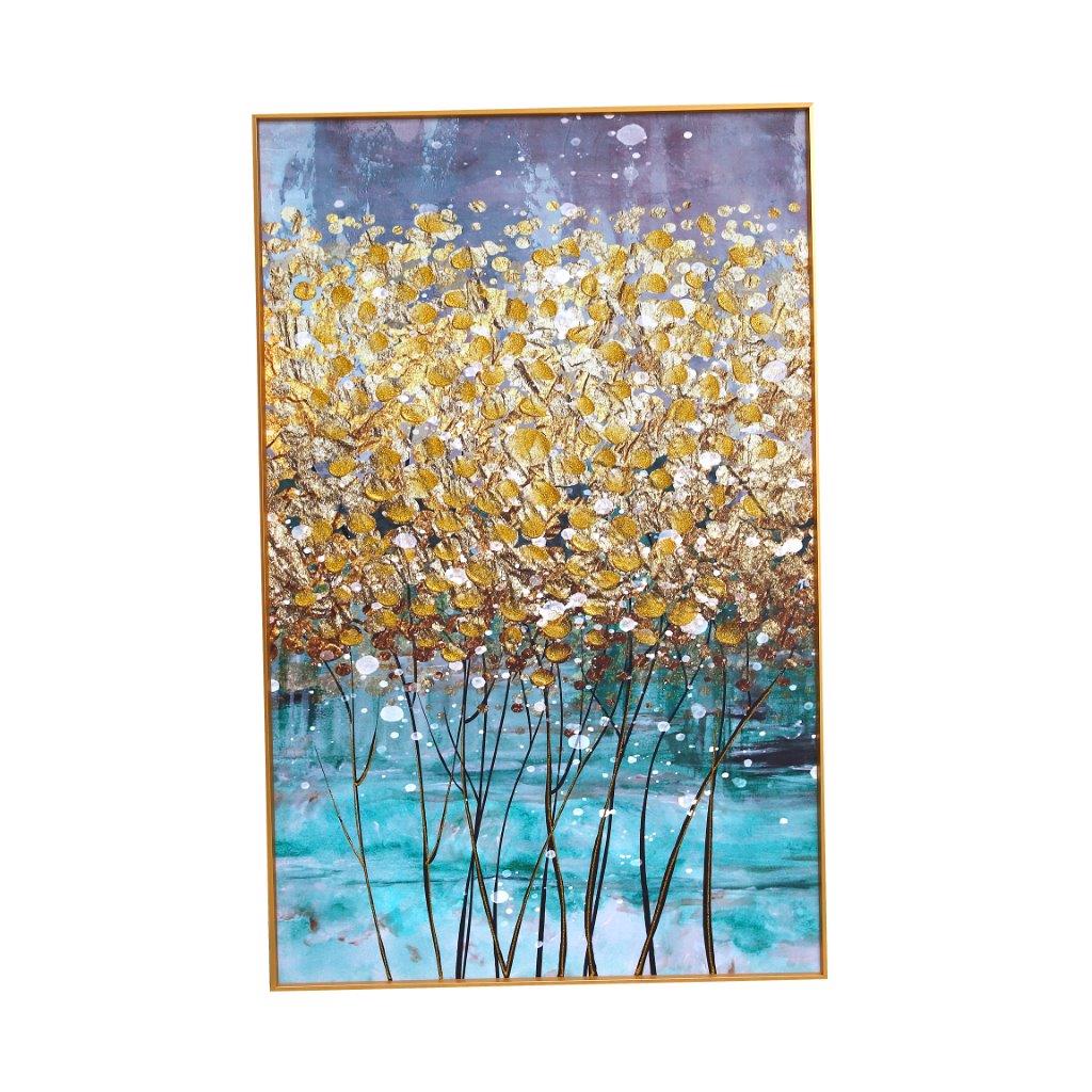 Home Decor Portrait Canvas Wall Art Abstract Tree Oil Painting Gold Frame 70*110 cm