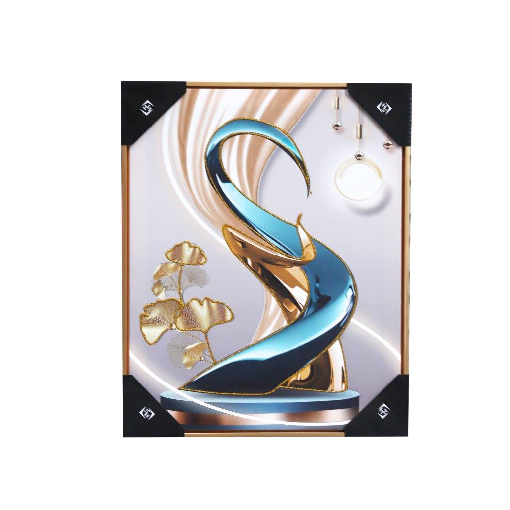 Home Decor Portrait Canvas Wall Art Modern Abstract Art Turquoise Oil Painting Picture Frame 42*52 cm
