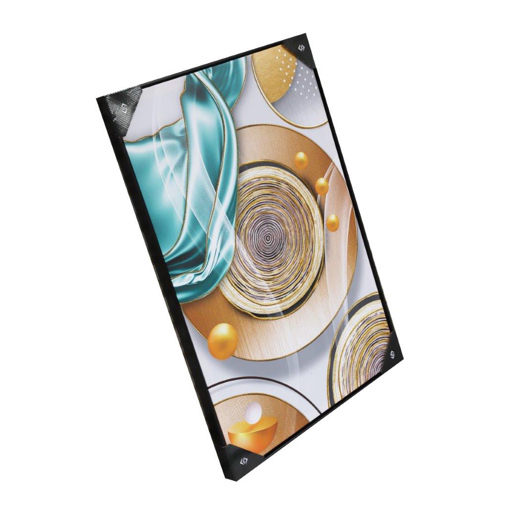 Home Decor Portrait Canvas Wall Art Abstract Circles Oil Painting Picture Frame 62*92 cm