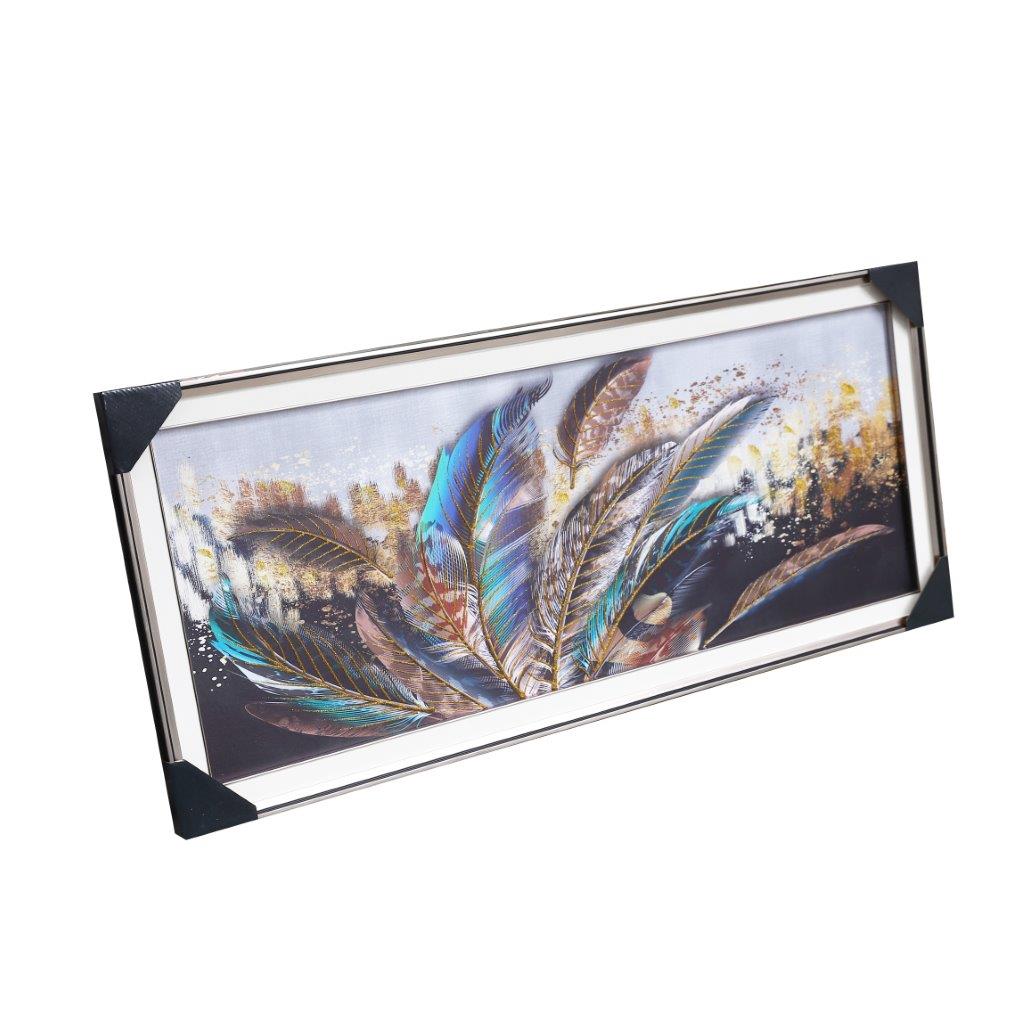 Home Decor Landscape Canvas Wall Art Abstract Feathers Oil Painting Picture Frame 53*123 cm