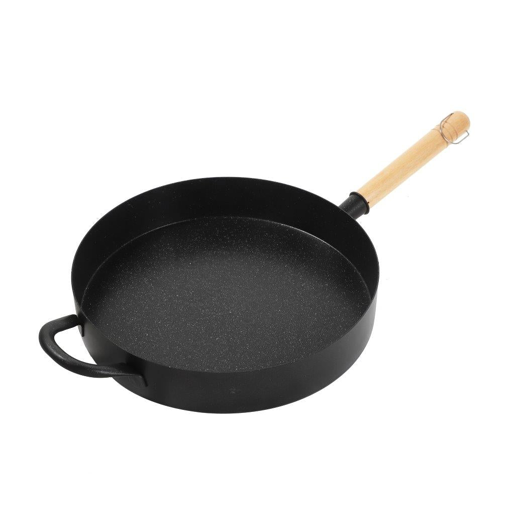 Non Stick Flat Bottom Wok with Oak Handle 30 cm