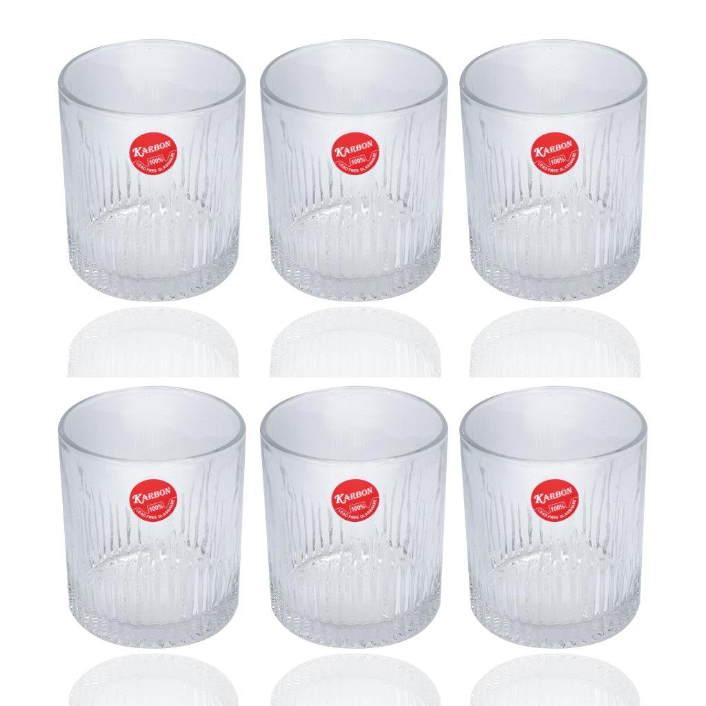 Premium Lead Free Glass Tumblers Set of 6 Pcs 350 ml