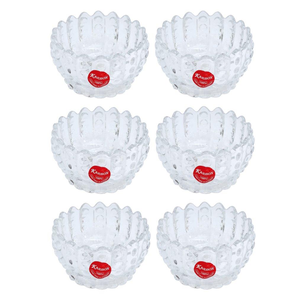 Crystal Glass Round Sugar Bowl Candy Jar Set of 6 Pcs 243 ml