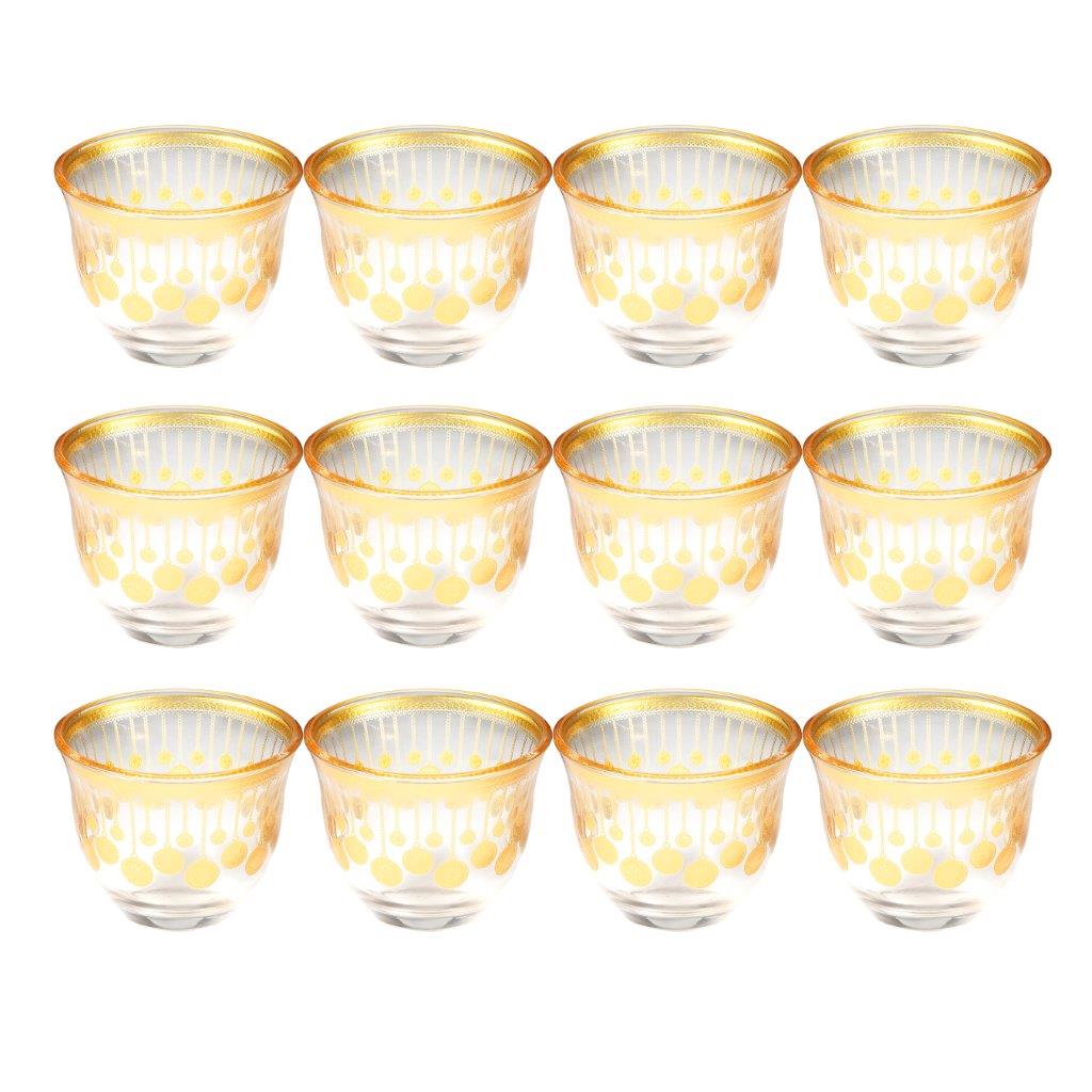 Deco Engraved Glass Cawa Shafee Cup Set of 12 Pcs 60 ml