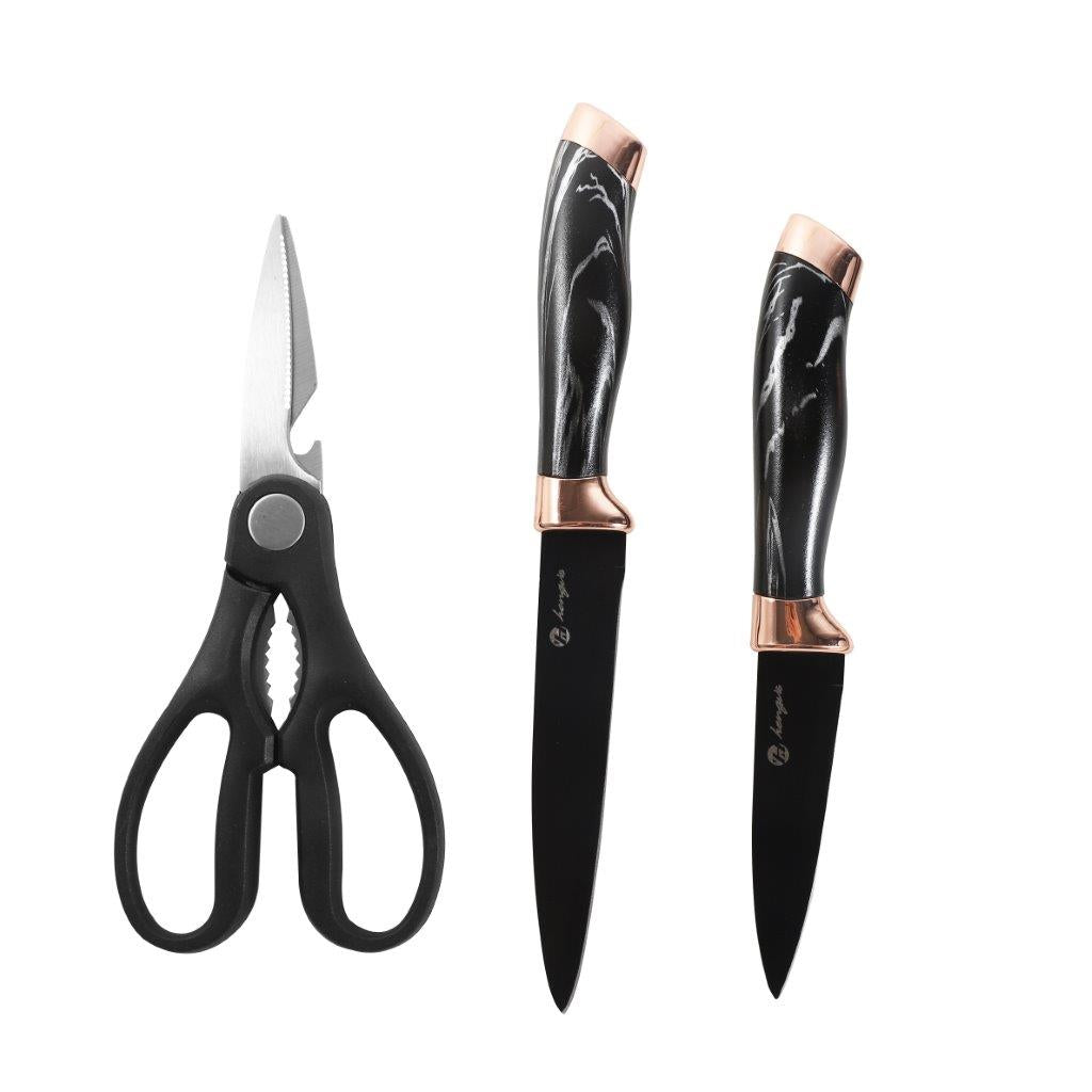 Premium Quality Stainless Steel Chef Kitchen Knife Set of 7 Pcs Abstract Print Handle