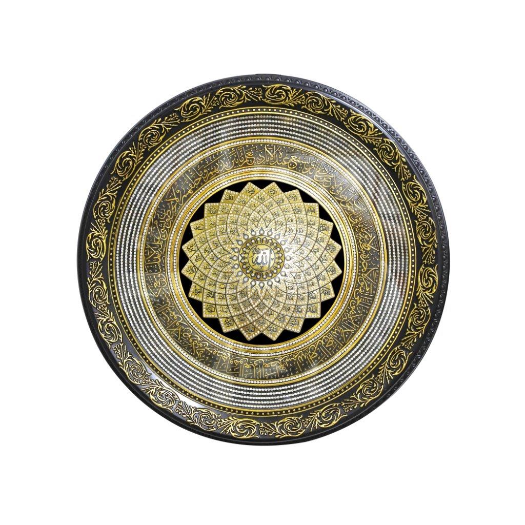 ديكور منزلي لوحة جدارية دائرية مطرزة بالخط الإسلامي ونقش الآية إطار صورة 56*56 سم