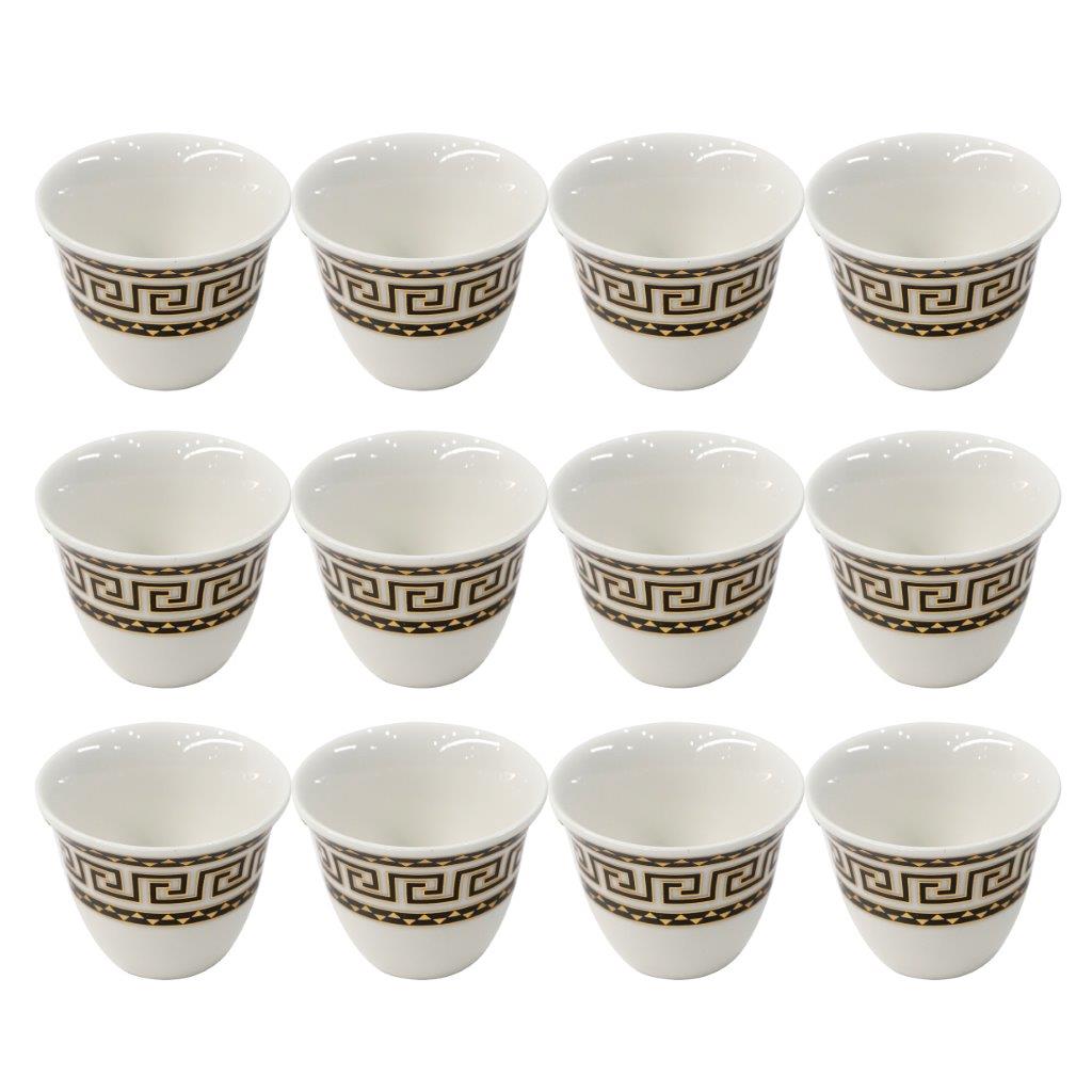 Ceramic Coffee Cawa Shafee Cup Set of 12 Pcs Abstract Print 80 cc