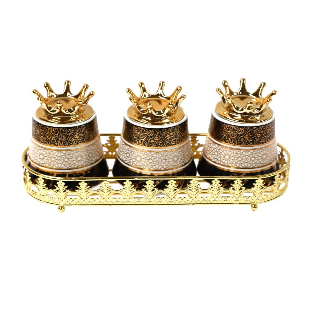 Abstract Print Ceramic Canister Set of 3 Pcs and Stand 6*5 cm