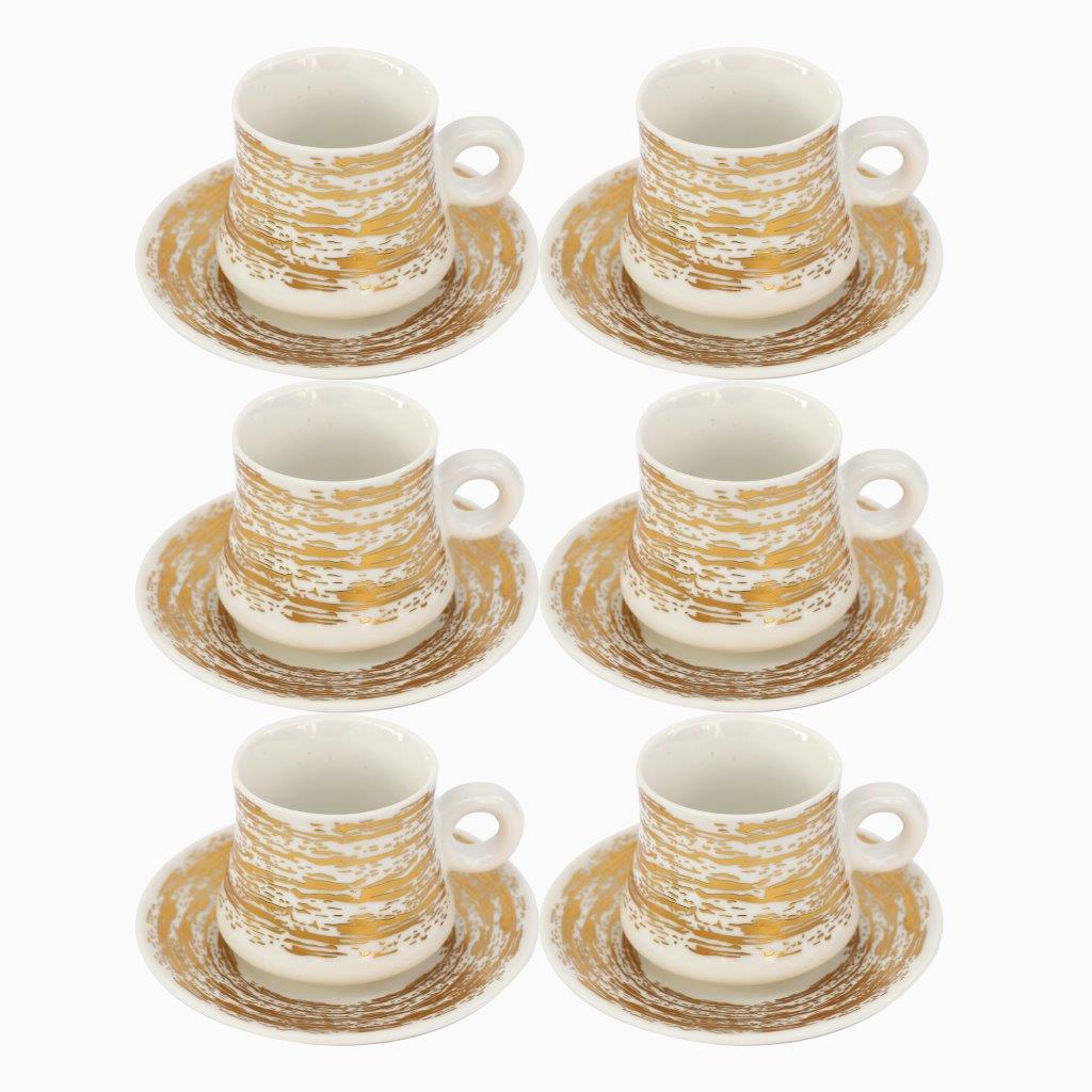 طقم أكواب وصحون قهوة سيراميك مكون من 6 قطع بتصميم مطبوع تجريدي سعة 200 مل 14 سم