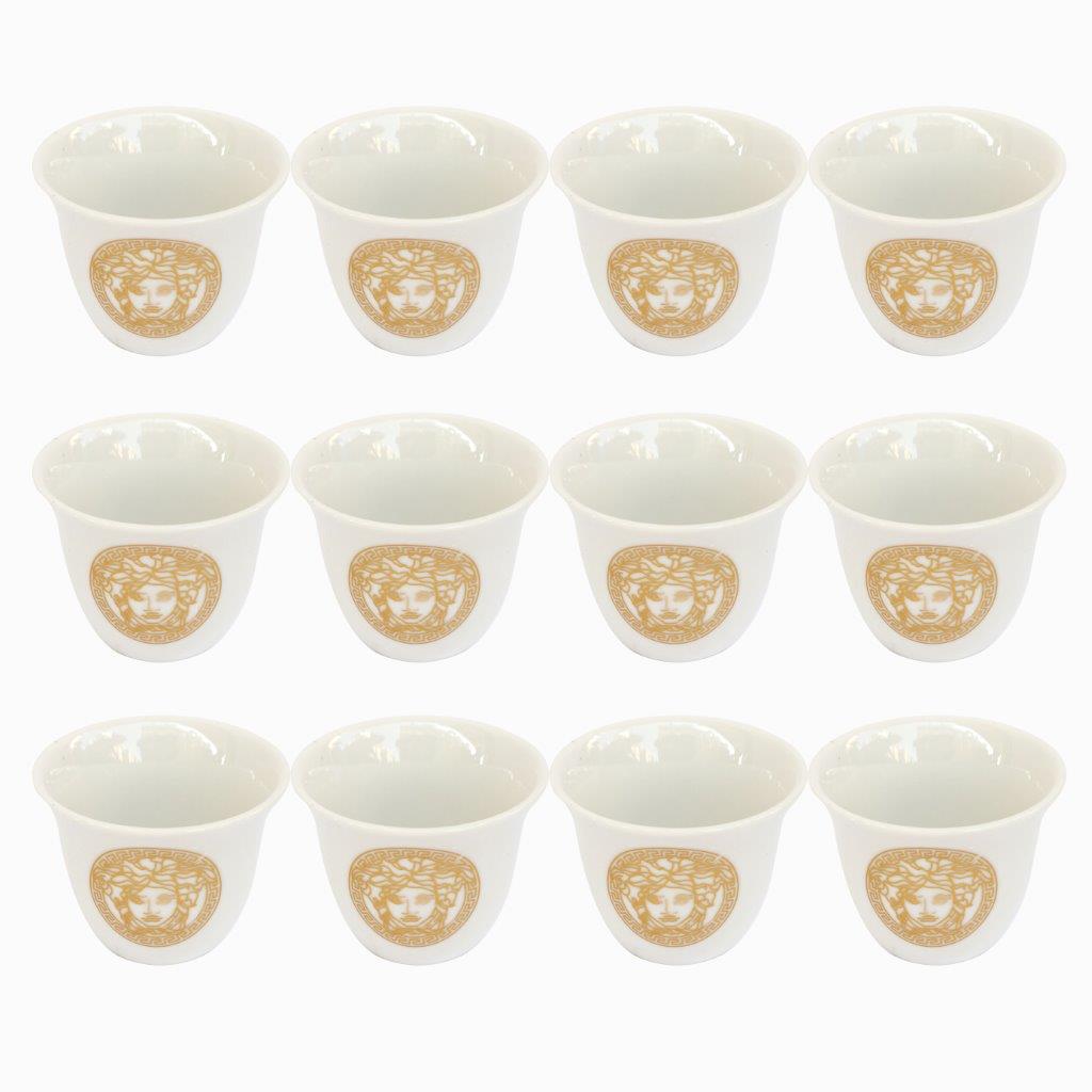 طقم أكواب وصحون قهوة سيراميك مكون من 6 قطع بتصميم مطبوع تجريدي سعة 75 مل