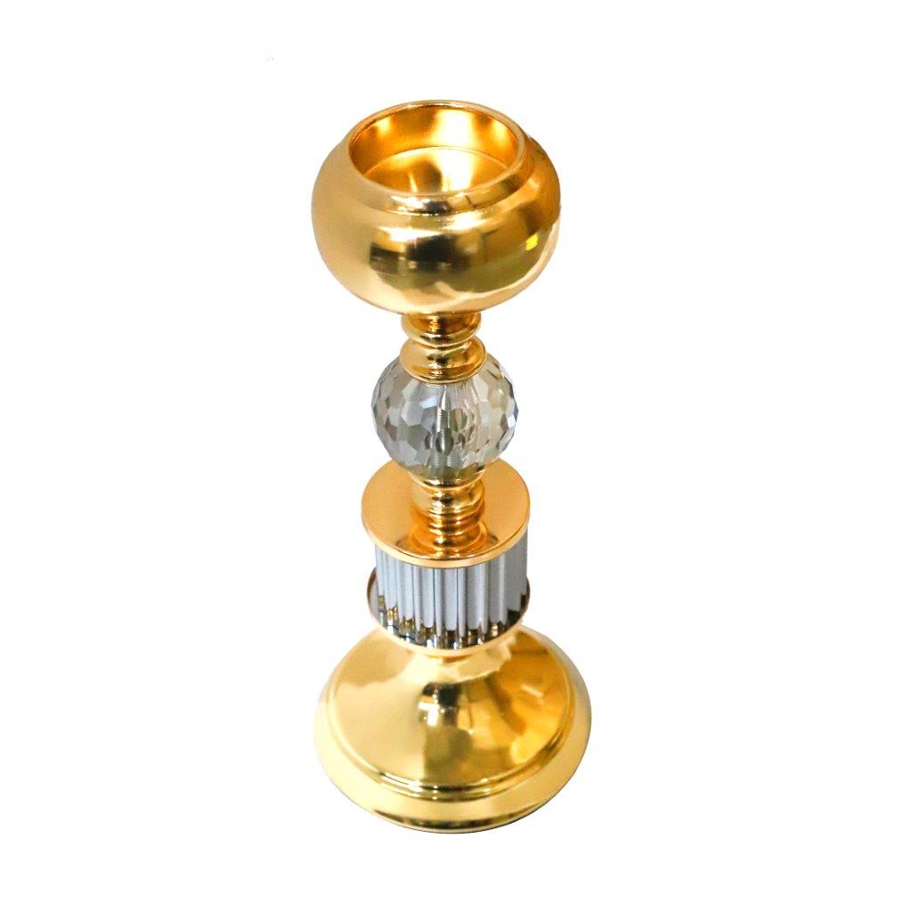 قطعة مركزية لطاولة الزفاف مصنوعة من المعدن الأنيق باللون الذهبي الساتان مقاس 11*26 سم