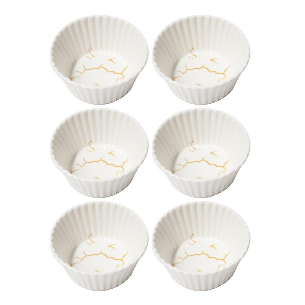 White Ceramic Fine Porcelain Serving and Dipping Bowl Snacks Fruits and Nuts Bowl Set of 6 Pcs 8.5*4.3 cm