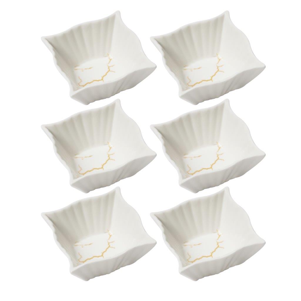 White Ceramic Fine Porcelain Serving and Dipping Bowl Snacks Fruits and Nuts Bowl Set of 6 Pcs 9*4.7 cm