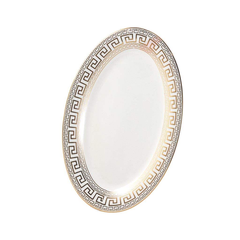 White Ceramic Tableware Ceramic Oval Serving Plate 14''