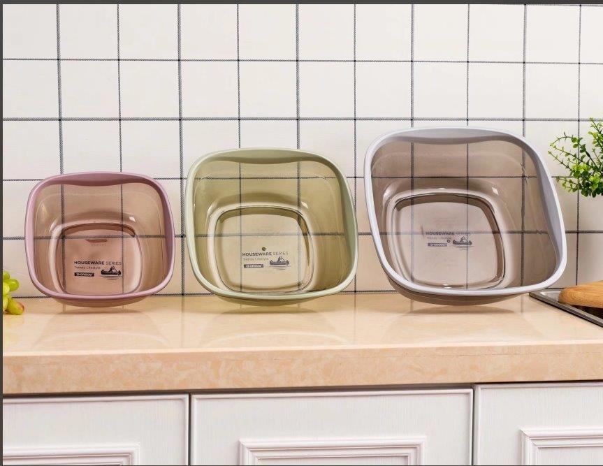 حوض غسيل مربع بلاستيكي متعدد الأغراض متعدد الألوان 24.5*24.5*9.2 سم