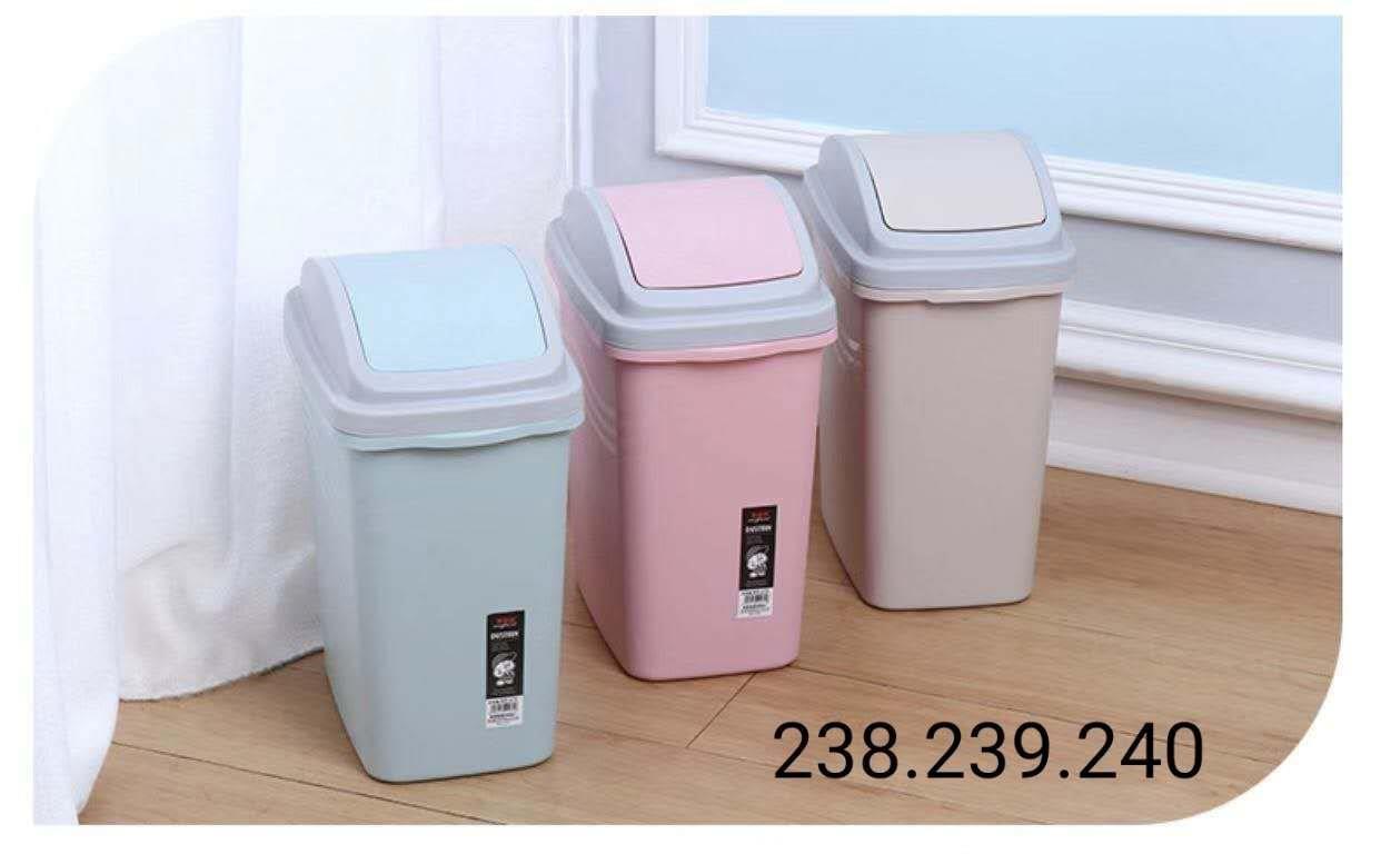 Multicolor Swing Top Rubbish Bin Plastic Waste Bin Trash Bin for Home Kitchen Office 37*25*45.5 cm