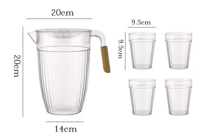 طقم إبريق مشروبات بلاستيكي ممتاز مكون من إبريق ماء و4 أكواب 20*14*20 سم