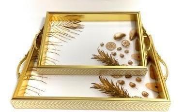 Deco Abstract Pattern Acrylic Serving Tray Set of 2 Pcs 41*28 cm/33*23 cm