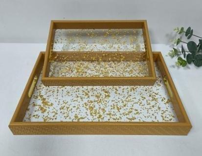 Deco Abstract Pattern Acrylic Serving Tray Set of 2 Pcs 41X28X4 cm/33X23X4 cm