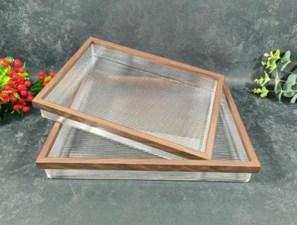 Deco Abstract Pattern Acrylic Serving Tray Set of 2 Pcs 37*27 cm/33*23 cm