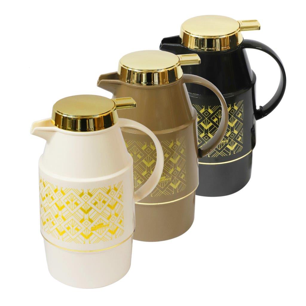 ترمس حراري بلاستيكي معزول بالفراغ مع جزء داخلي زجاجي سعة 1.0 لتر