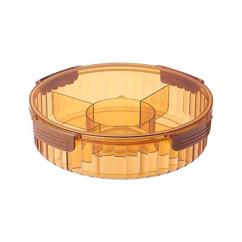 Round Plastic Divided Serving Tray with Lid?