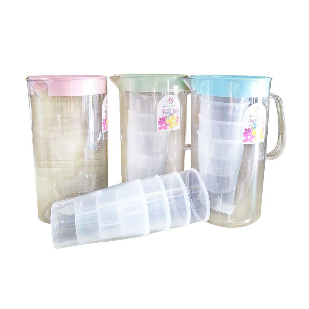 Premium Plastic Beverage Jug Water Jug and Drink Cup Set
