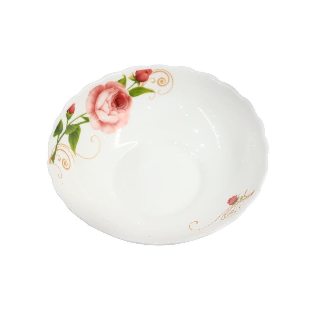 طقم عشاء سيراميك أبيض بطبعات زهور مكون من 7 قطع طقم أوعية تقديم مكون من 7 قطع BOWL-B