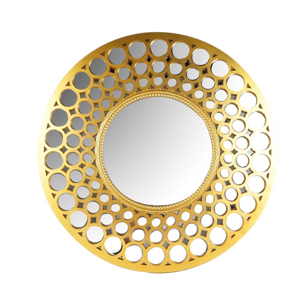 مرآة حائط دائرية بإطار ديكوري فاخر على شكل ديكو