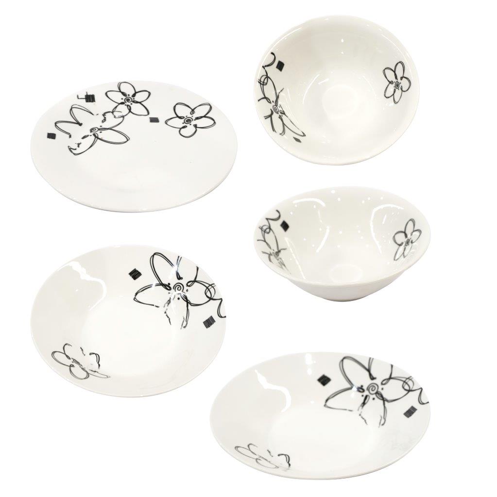 طقم عشاء سيراميكي بنمط زهور ملكي مكون من 20 قطعة مع أطباق عشاء وأوعية وأدوات تقديم