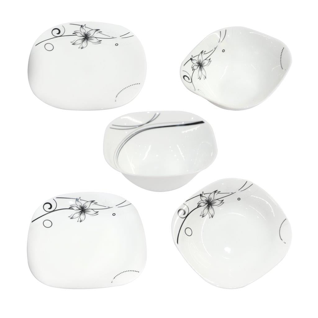 طقم عشاء سيراميكي ملكي بنمط تجريدي مكون من 7 قطع مع أطباق عشاء وأوعية وأدوات تقديم