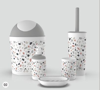 Plastic Colorful Bathroom Accessories Soap Dispenser Toothbrush Holder Set of 5 Pcs