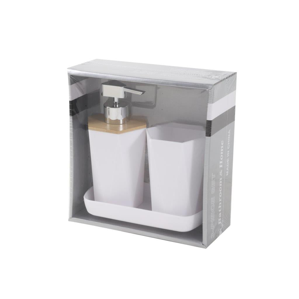Mixed Colors Bathroom Accessories Soap Dispenser Toothbrush Holder Set of 3 Pcs 11.5*7.5/17*7.5/16.2*8.5*2.5 cm