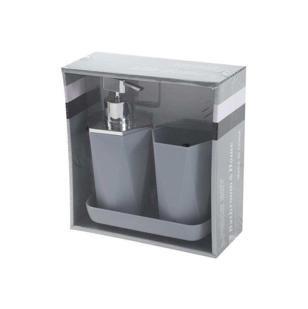 Mixed Colors Bathroom Accessories Soap Dispenser Toothbrush Holder Set of 3 Pcs 11.5*7.5/17*7.5/16.2*8.5*2.5 cm