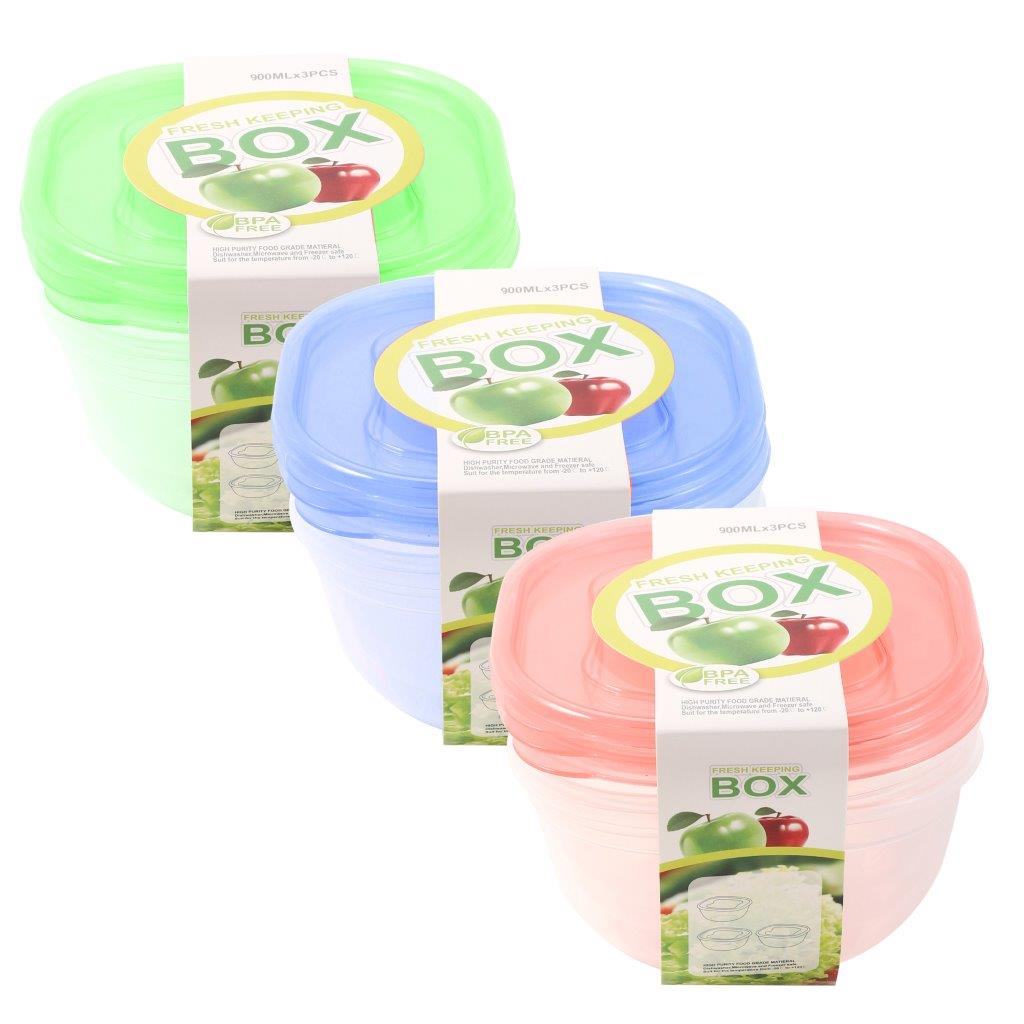 Multipurpose Clear Colour BPA Free Lunch Box Plastic Storage Box Food Container 900 ml 16.2x16.2x8.4cm