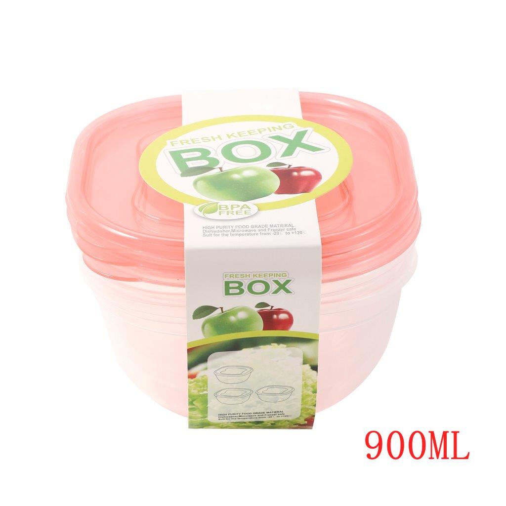 Multipurpose Clear Colour BPA Free Lunch Box Plastic Storage Box Food Container 900 ml 16.2x16.2x8.4cm