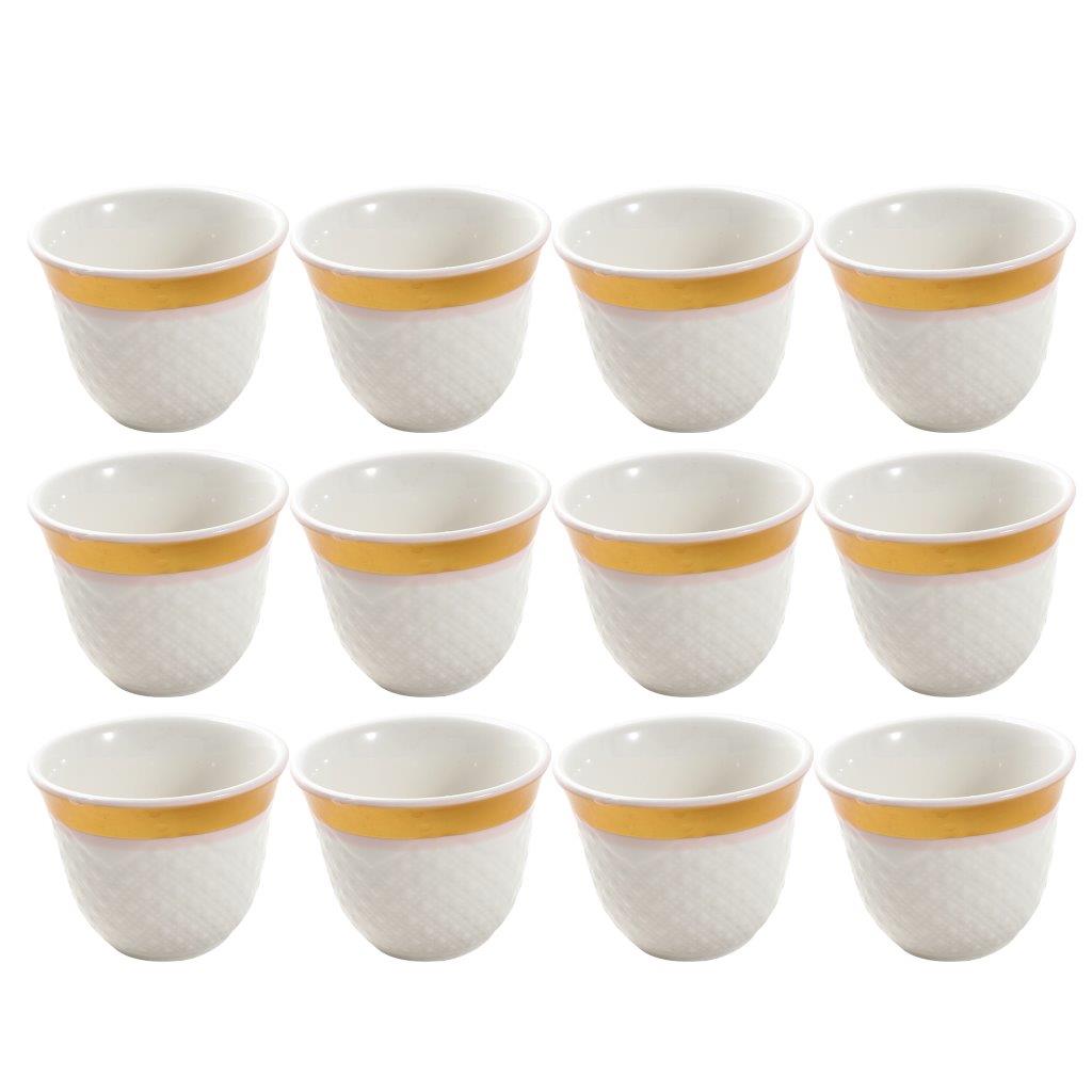 Ceramic Coffee Cawa Shafee Cup Set of 12 Pcs Abstract Design 6.5*5 cm 75 ml