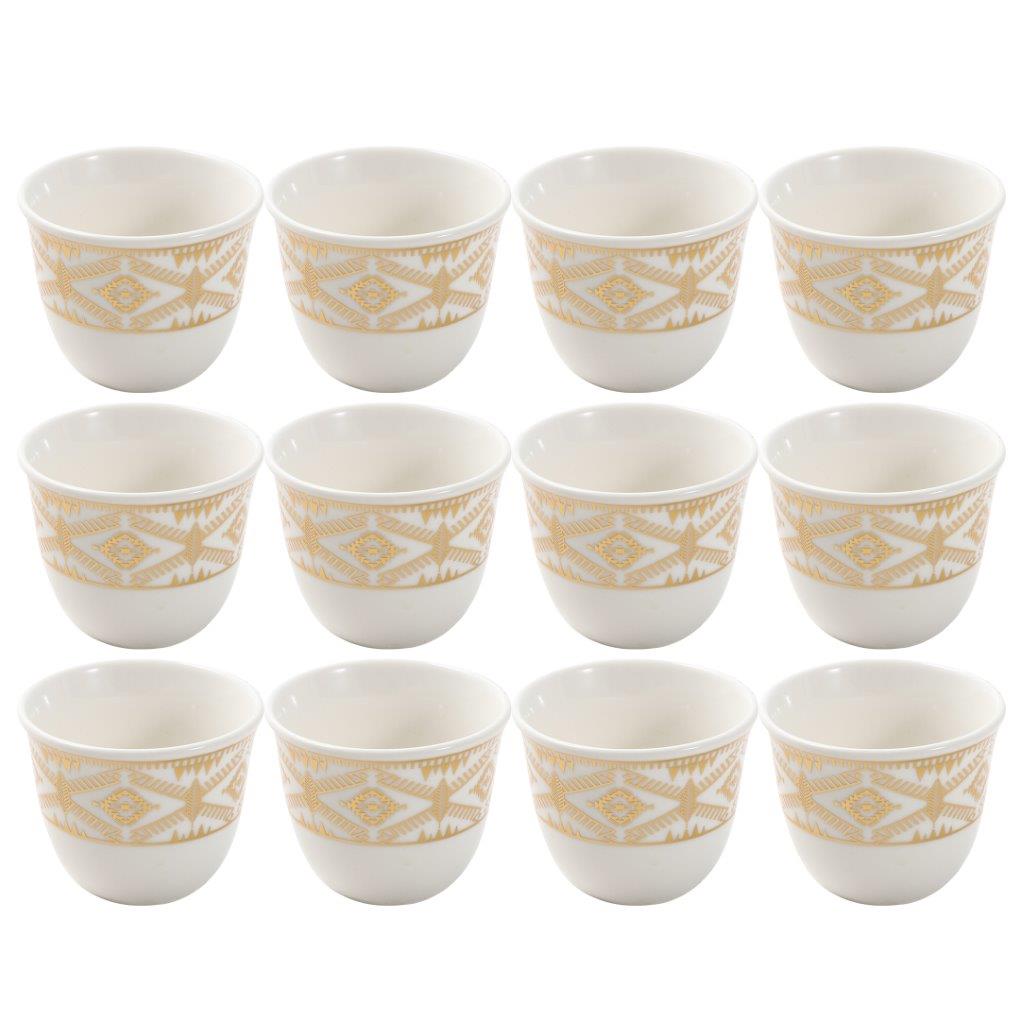 Ceramic Coffee Cawa Shafee Cup Set of 12 Pcs Abstract Design 6.5*5 cm 75 ml