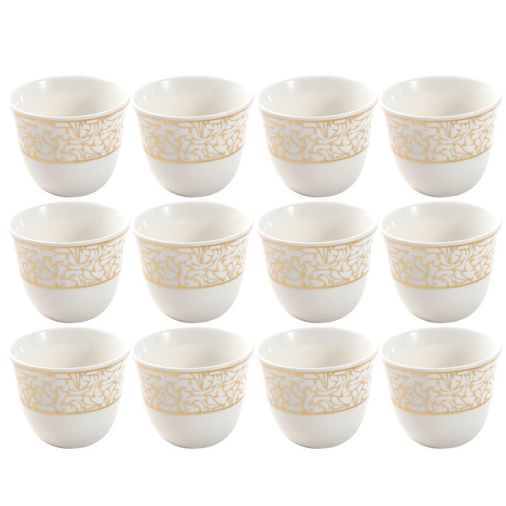 Ceramic Coffee Cawa Shafee Cup Set of 12 Pcs Abstract Design 6.5*5 cm 75 ml