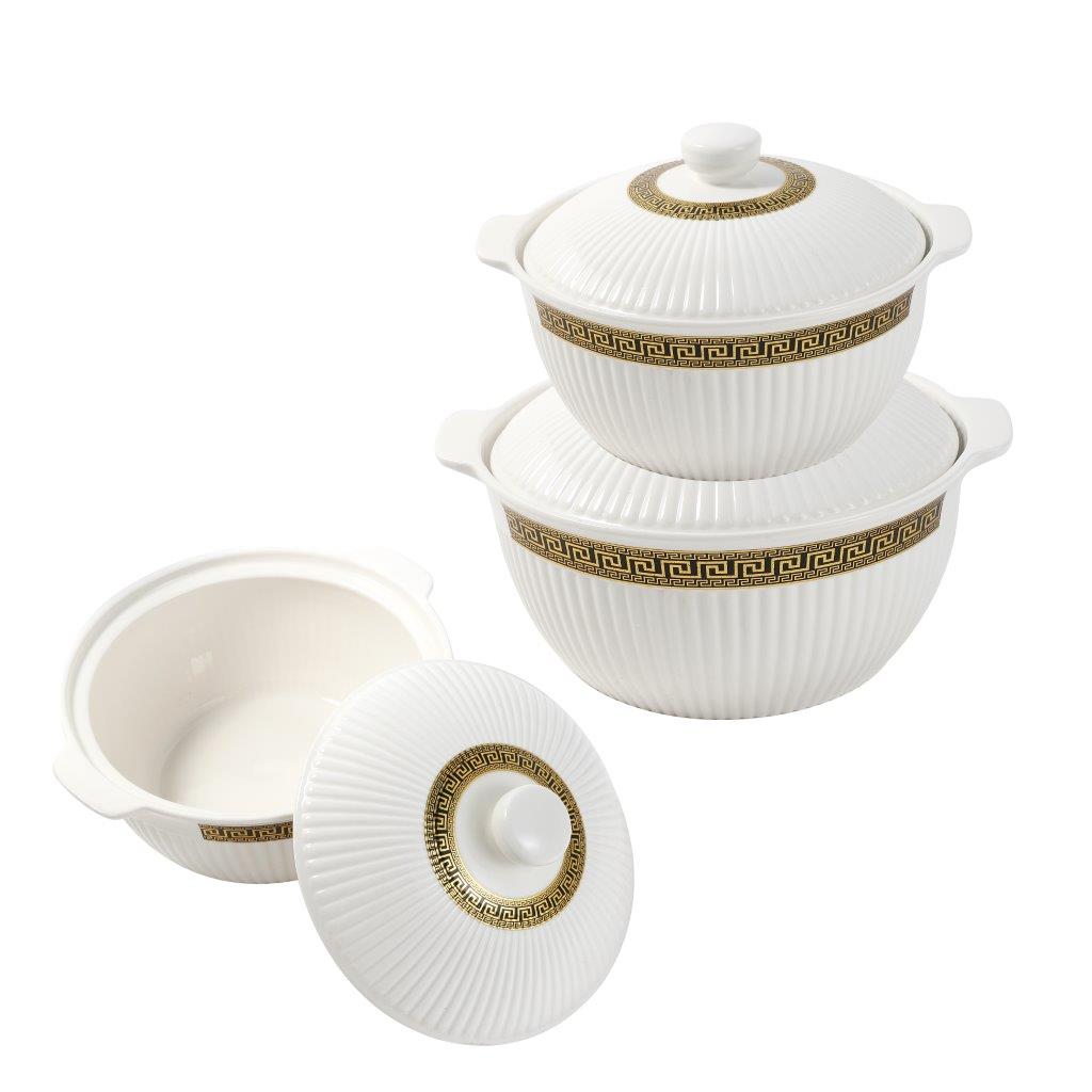 Ceramic Soup Tureen Casserole Dish Bowl Set of 3 Pcs 27/23/20 cm*12 cm