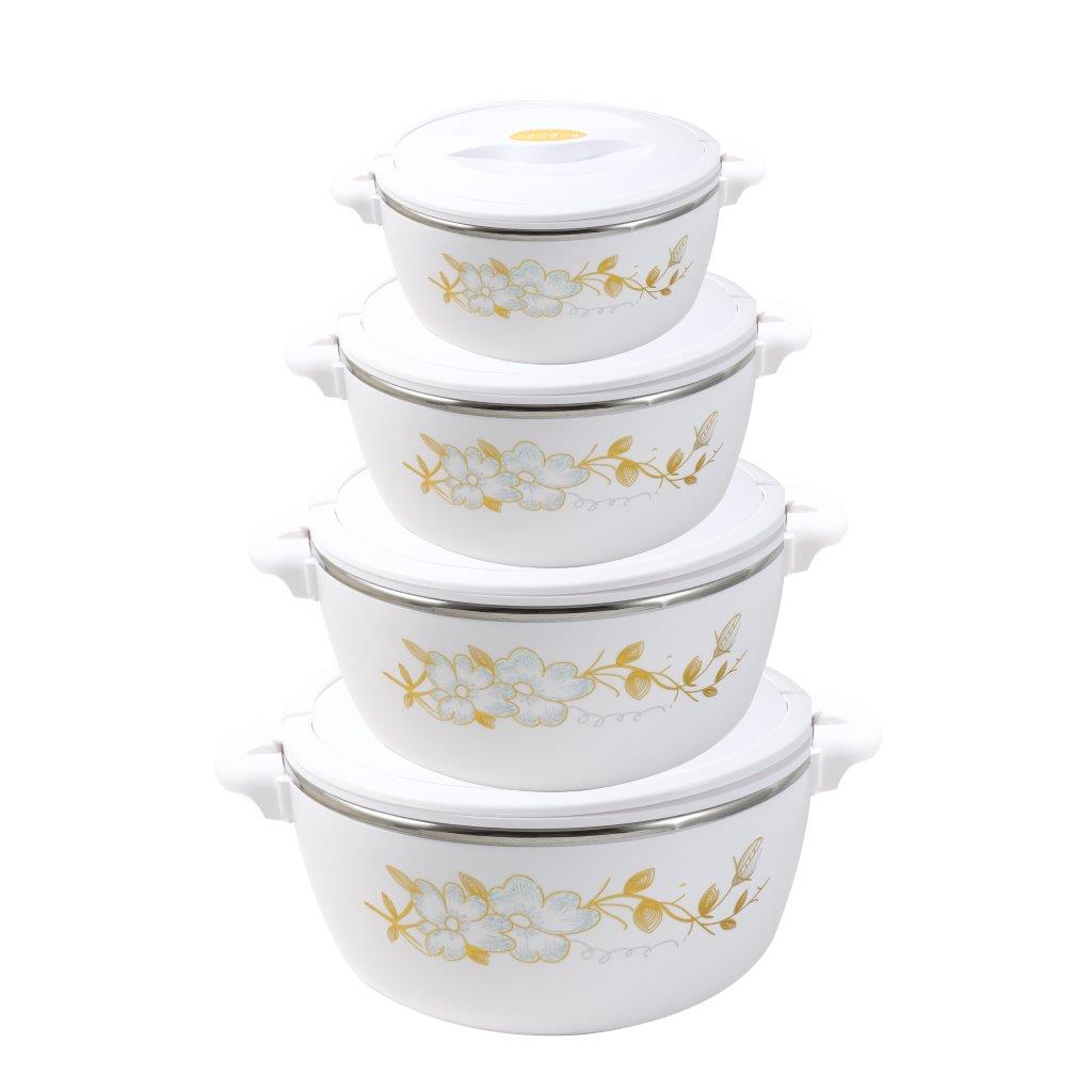 Plastic Vacuum Insulated Hot Pot Food Warmer Set of 4 Pcs 16/20/24/28 cm