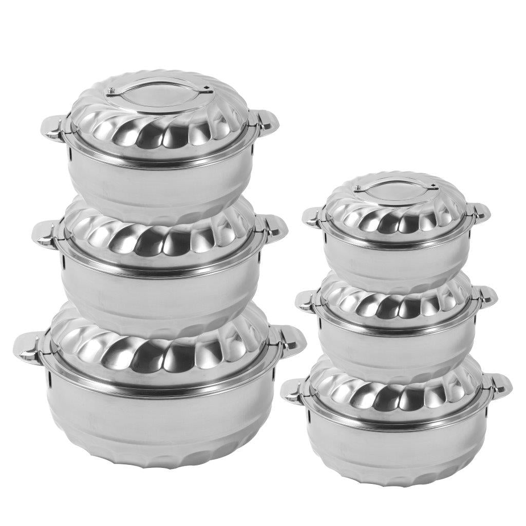 Stainless Steel Round Insulated Thermos Hot Pot Set of 6 Pcs 1L/2L/3L/5L/7L/10L